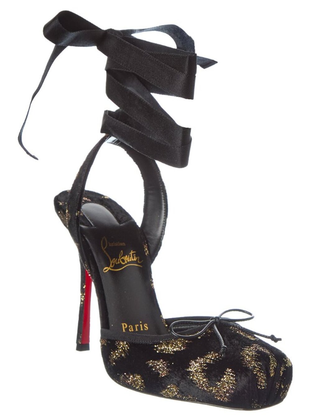 Christian Louboutin CASSIA LACE UP 100 Square Toe Ballerina Heels Pumps